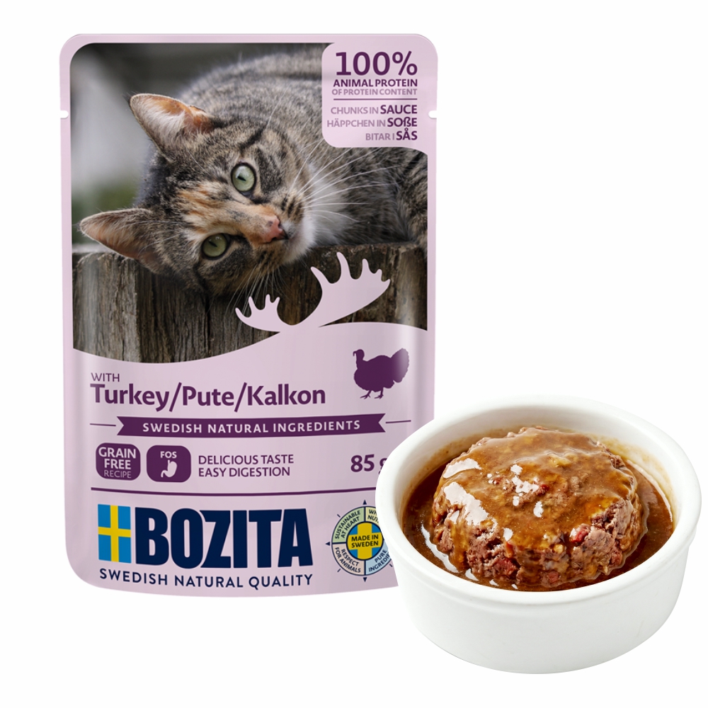 BOZITA kot saszetka kawałki w sosie z indykiem 85g